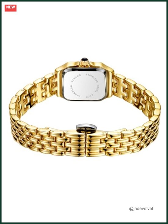 Vintage Square Gold Watch for Women Roman Dial Quartz Bracelet Water Resistant main image 6